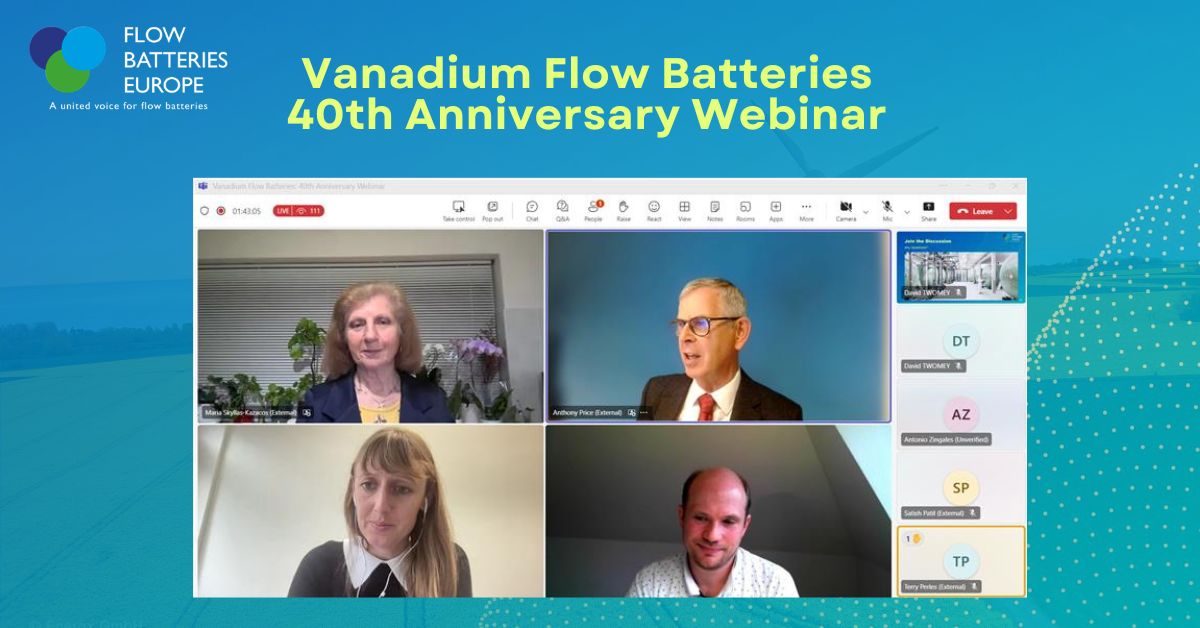 FBE honours 40 years of vanadium flow batteries technology in a webinar featuring original developer