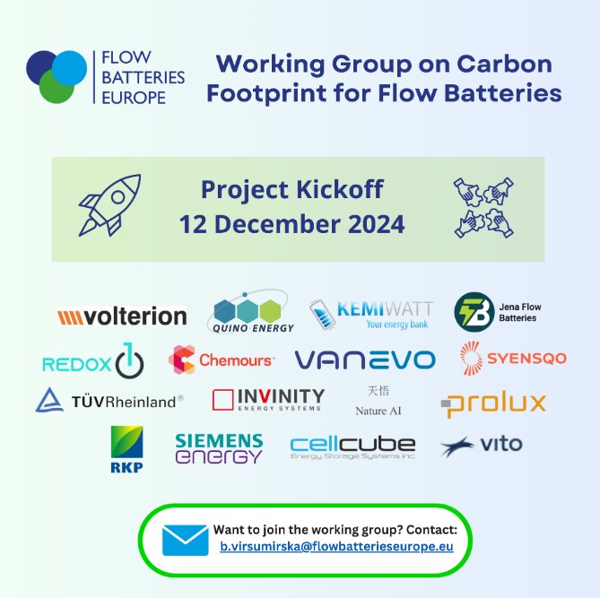 FBE’s Working Group on Carbon Footprint for Flow Batteries is set to launch on 12 December