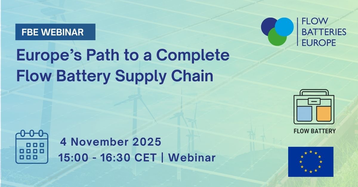 Europe’s Path to a Complete Flow Battery Supply Chain, 4 November